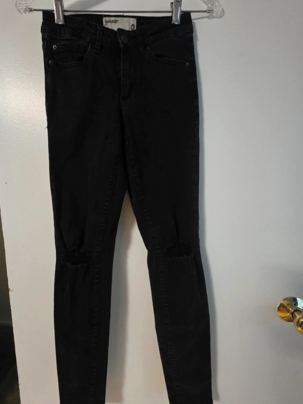 Garage Black Skinny Jeans with Knee Rips